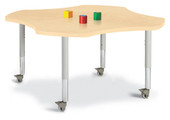 Berries Four Leaf Activity Table, Mobile - Maple/Maple/Gray Jonti-Craft Shiffler Furniture and Equipment for Schools