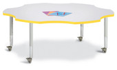 Berries Six Leaf Activity Table - 60", Mobile - Gray/Yellow/Gray Jonti-Craft Shiffler Furniture and Equipment for Schools