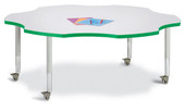 Berries Six Leaf Activity Table - 60", Mobile - Gray/Green/Gray Jonti-Craft Shiffler Furniture and Equipment for Schools