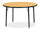 Jonti-Craft Berries Round Activity Table - 42" Diameter, A-height - Oak/Black/Black