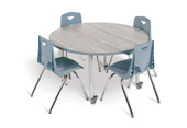 Berries Round Activity Table - 42" Diameter, A-height - Driftwood Gray/Coastal Blue/Gray Jonti-Craft Shiffler Furniture and Equipment for Schools