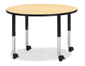 Jonti-Craft Berries Round Activity Table - 42" Diameter, Mobile - Maple/Black/Black