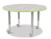Berries Round Activity Table - 42" Diameter, Mobile - Driftwood Gray/Key Lime/Gray Jonti-Craft Shiffler Furniture and Equipment for Schools