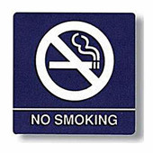 NO SMOKING Sign with Braille - White Graphics on blue background - ADA Compliant 8"W X 8"H Other Shiffler Furniture and Equipment for Schools