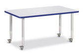 Berries Rectangle Activity Table - 30" X 48", Mobile - Gray/Blue/Gray Jonti-Craft Shiffler Furniture and Equipment for Schools