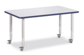 Berries Rectangle Activity Table - 30" X 48", Mobile - Gray/Navy/Gray Jonti-Craft Shiffler Furniture and Equipment for Schools