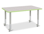 Berries Rectangle Activity Table - 30" X 48", Mobile - Driftwood Gray/Key Lime/Gray Jonti-Craft Shiffler Furniture and Equipment for Schools