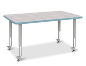 Berries Rectangle Activity Table - 30" X 48", Mobile - Driftwood Gray/Coastal Blue/Gray Jonti-Craft Shiffler Furniture and Equipment for Schools