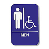 MENS ADA restroom sign w/Braille 6x9; White on Blue Other Shiffler Furniture and Equipment for Schools