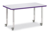 Berries Rectangle Activity Table - 24" X 36", Mobile - Gray/Purple/Gray Jonti-Craft Shiffler Furniture and Equipment for Schools