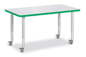 Berries Rectangle Activity Table - 24" X 36", Mobile - Gray/Green/Gray Jonti-Craft Shiffler Furniture and Equipment for Schools