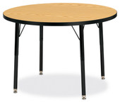 Jonti-Craft Berries Round Activity Table - 36" Diameter, A-height - Oak/Black/Black