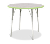 Berries Round Activity Table - 36" Diameter, A-height - Driftwood Gray/Key Lime/Gray Jonti-Craft Shiffler Furniture and Equipment for Schools