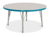 Berries Round Activity Table - 36" Diameter, E-height - Gray/Teal/Gray Jonti-Craft Shiffler Furniture and Equipment for Schools