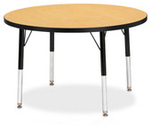 Jonti-Craft Berries Round Activity Table - 36" Diameter, E-height - Oak/Black/Black