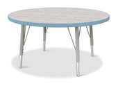 Berries Round Activity Table - 36" Diameter, E-height - Driftwood Gray/Coastal Blue/Gray Jonti-Craft Shiffler Furniture and Equipment for Schools