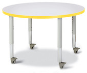 Berries Round Activity Table - 36" Diameter, Mobile - Gray/Yellow/Gray Jonti-Craft Shiffler Furniture and Equipment for Schools