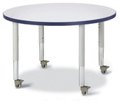 Berries Round Activity Table - 36" Diameter, Mobile - Gray/Navy/Gray Jonti-Craft Shiffler Furniture and Equipment for Schools