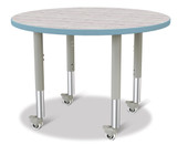 Berries Round Activity Table - 36" Diameter, Mobile - Driftwood Gray/Coastal Blue/Gray Jonti-Craft Shiffler Furniture and Equipment for Schools