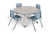 Jonti-Craft Berries Round Activity Table - 36" Diameter, Mobile - Driftwood Gray/Coastal Blue/Gray