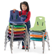 Berries Stacking Chairs with Chrome-Plated Legs - 16" Ht - Set of 6 - Yellow Jonti-Craft Shiffler Furniture and Equipment for Schools