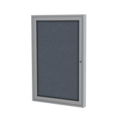 Ghent 1 Door Enclosed Fabric Bulletin Boards with Satin Frame, Gray Ghent Shiffler Furniture and Equipment for Schools