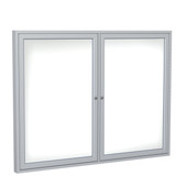 Ghent 2 Door Enclosed Porcelain Magnetic Whiteboard with Satin Frame Ghent Shiffler Furniture and Equipment for Schools