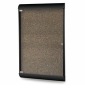 Ghent Silhouette 1 Door Enclosed Chocolate Cork Bulletin Board with Black Frame, 4'H x 2'W Ghent Shiffler Furniture and Equipment for Schools