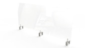 Ghent Partition Extender, Clear Thermoplastic w/ Attached Clamp, 24" H x 48" W