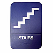 STAIRS sign with Braille; 6x9 white on blue Other Shiffler Furniture and Equipment for Schools