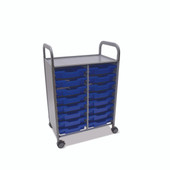 Gratnells Callero 16 Shallow Tray Double Cart with Royal Blue Trays 