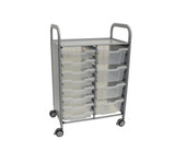 Callero Double Cart in Silver w/ 8 Shallow Trays In Translucent & 4 Deep Trays in Translucent Gratnells Shiffler Furniture and Equipment for Schools