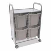 Callero Double Cart with 4 Jumbo trays in Light Gray Gratnells Shiffler Furniture and Equipment for Schools