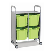 Callero Double Cart with 4 Jumbo trays in Lime Gratnells Shiffler Furniture and Equipment for Schools