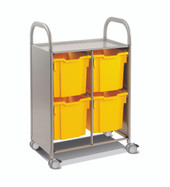 Callero Double Cart with 4 Jumbo trays in Sunshine Yellow Gratnells Shiffler Furniture and Equipment for Schools