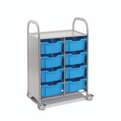 Callero Double Cart with 8 Deep trays in Cyan Blue Trays Gratnells Shiffler Furniture and Equipment for Schools
