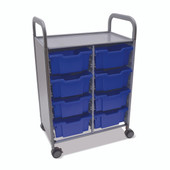 Gratnells Callero Double Cart with 8 Deep trays in Royal Blue Trays 