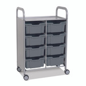 Gratnells Callero Double Cart with 8 Deep trays in Silver Trays 