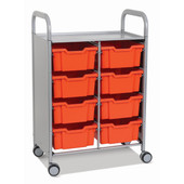 Callero Double Cart with 8 Deep trays in Tropical Orange Trays Gratnells Shiffler Furniture and Equipment for Schools