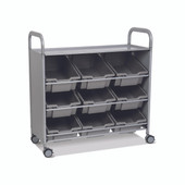 Callero Tilted Tray Cart in Silver w/ 9 Deep F2 Trays in Silver Gratnells Shiffler Furniture and Equipment for Schools