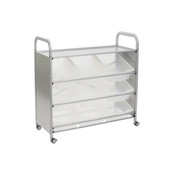 Callero Tilted Tray Cart in Silver w/ 9 Deep F2 Trays in Translucent Gratnells Shiffler Furniture and Equipment for Schools