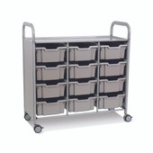 Callero Triple Cart in Silver w/ 12 Deep F2 Trays in Silver Gratnells Shiffler Furniture and Equipment for Schools