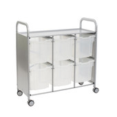 Callero Triple Cart in Silver w/ 6 Jumbo F3 Trays in Translucent Gratnells Shiffler Furniture and Equipment for Schools