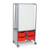 MakerHub Cart in Silver with runners, 2 magnetic boards & 4 Deep F2 Flame Red Trays Gratnells Shiffler Furniture and Equipment for Schools