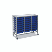 Dynamis Triple Cart Set 3 Silver (44) with 3" 2 Braked Casters & Optional Feet and 24 , 3 inch deep Royal Blue (06) Trays Gratnells Shiffler Furniture and Equipment for Schools