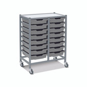 Dynamis Double Cart Set 5 Silver (44) with 3" 2 Braked Casters & Optional Feet and 16 , 3 inch deep Silver (27) Trays Gratnells Shiffler Furniture and Equipment for Schools