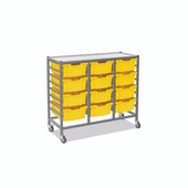 Gratnells Dynamis Triple Cart Set 7 Silver (44) with 3" 2 Braked Casters & Optional Feet and 12 , 6 inch deep Sunshine Yellow (02) Trays