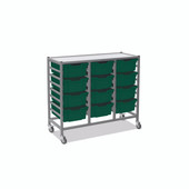 Dynamis Triple Cart Set 7 Silver (44) with 3" 2 Braked Casters & Optional Feet and 12 , 6 inch deep Grass Green (10) Trays Gratnells Shiffler Furniture and Equipment for Schools