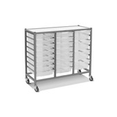 Dynamis Triple Cart Set 9 Silver (44) with 3" 2 Braked Casters & Optional Feet and 16-3 inch deep and 4-6 inch deep Translucent (20) Trays Gratnells Shiffler Furniture and Equipment for Schools