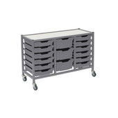 Dynamis Low Triple Cart Set 60 Silver (44) with 3" Casters, 2 braked & Feet 12- 3 inch and 3- 6 inch deep Silver (27) Trays Gratnells Shiffler Furniture and Equipment for Schools